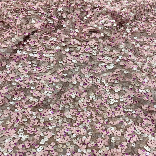 Tissu de velours brodé de sequins multicolores 3 mm et 5 mm ✓ Robes de soirée, chaussures, sacs, chapeaux, tissus de couture