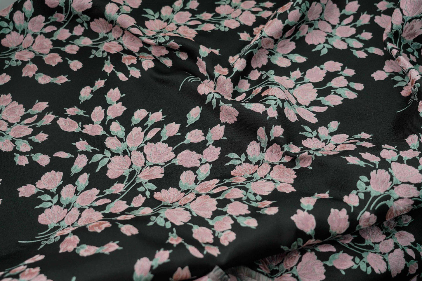 Reversible Pink Flower Jacquard Fabric: Embossed Upholstery, Costume, Curtain (55"W)