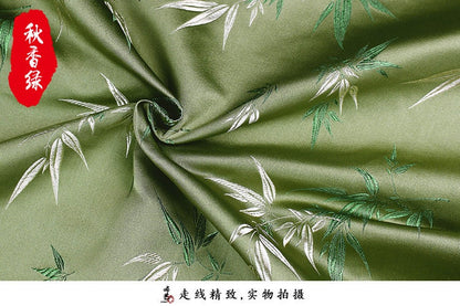 Tissu brocart de soie à motifs bambou et fleurs : largeur 75 cm, matériau de couture coloré