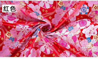 Tissu brocart de soie Sakura : 150 cm de large, rayonne à motifs floraux japonais