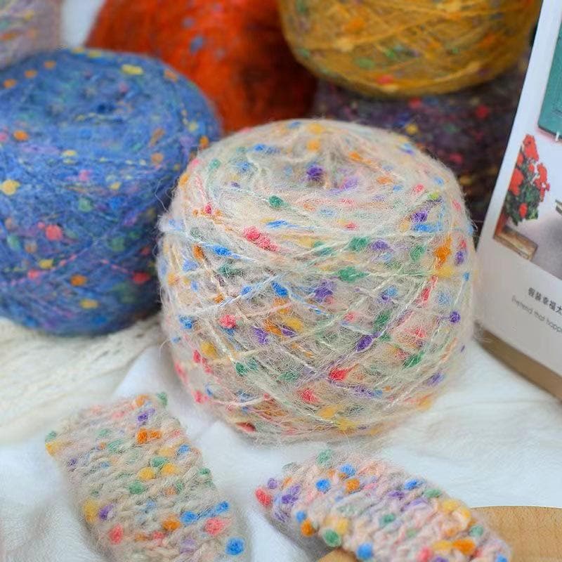 Rainbow Mohair Silk Yarn: Hand-Dyed Lace Knitting, Crochet, Weaving