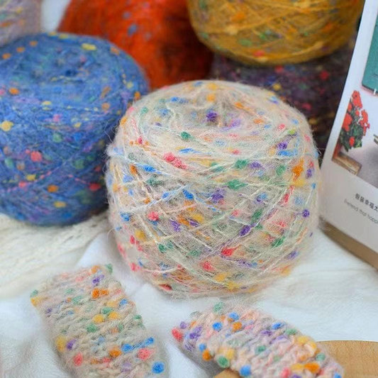 Rainbow Mohair Silk Yarn: Hand-Dyed Lace Knitting, Crochet, Weaving
