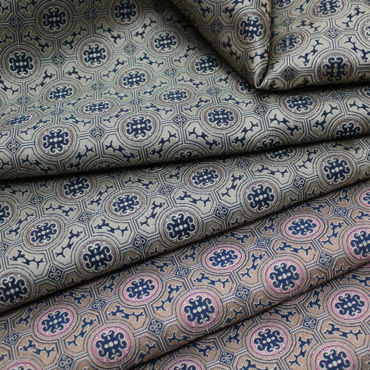 Song Brocade Fabric: 55"W Silk Rayon Blend, Chinese Element