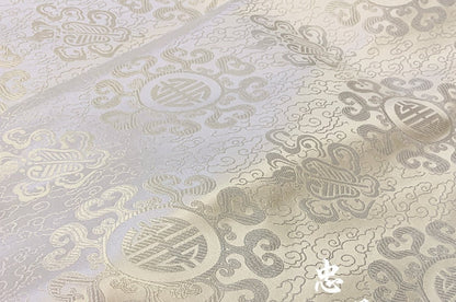 White Silk Brocade Fabric: Metallic Traditional Pattern, Upholstery & Sewing, By The Meter
