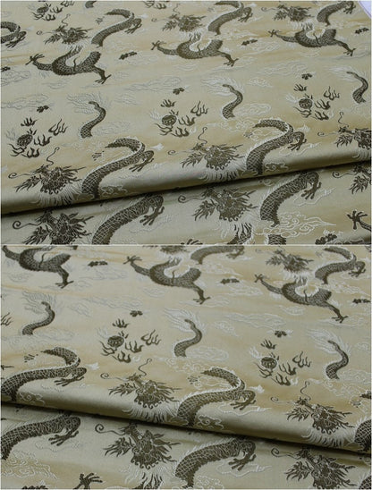 Chinese Dragon Silk Brocade Fabric: Fire Pattern, 29" Wide