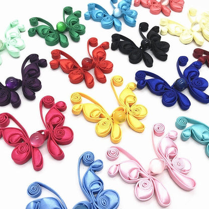 Satin Butterfly Knot Button: Cheongsam Sewing Fastener (Pair)