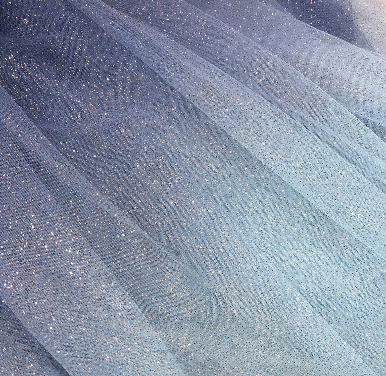 Glitter Galaxy Mesh Fabric, 5 Color Gradient, Wedding Veil, Costume Fabric, 59"W