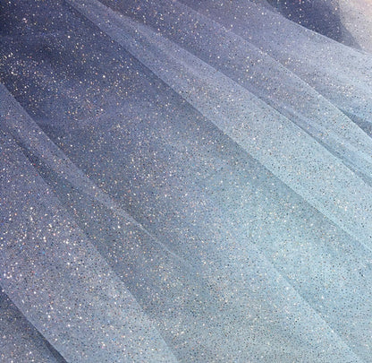 Glitter Galaxy Mesh Fabric, 5 Color Gradient, Wedding Veil, Costume Fabric, 59"W