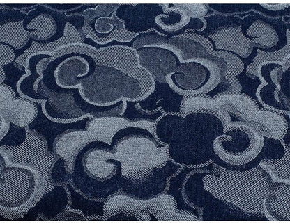 Jacquard Denim Fabric: 3D Cloud Pattern, Thick Cotton - 59"