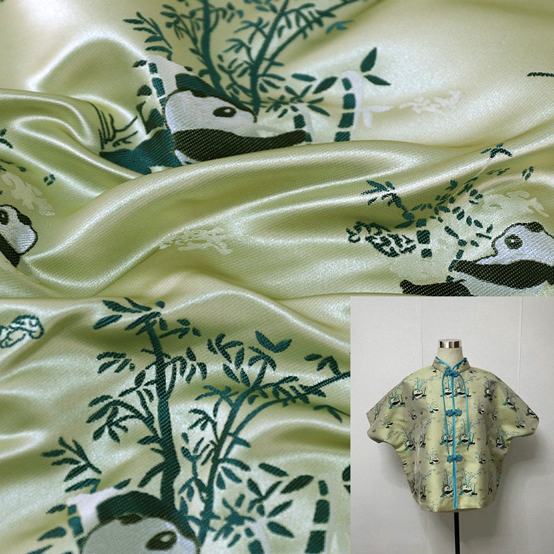 Panda Bamboo Jacquard Fabric: Rayon Polyester Blend, 59" Wide
