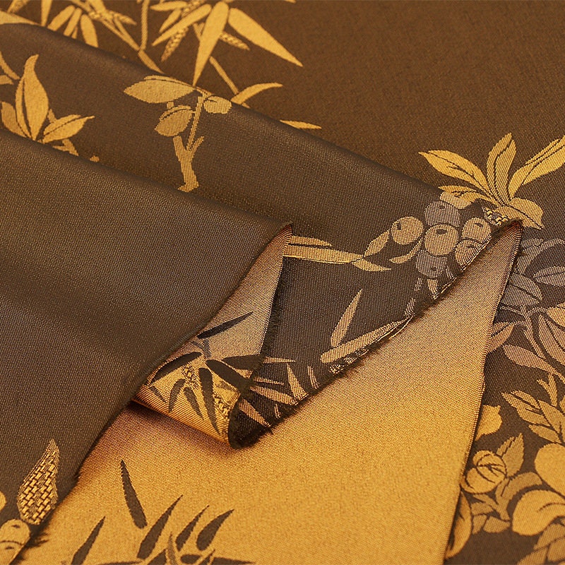 Tissu damassé à motifs d'oiseaux et de fleurs : imprimé en fil rouge nuage, 150 cm de large