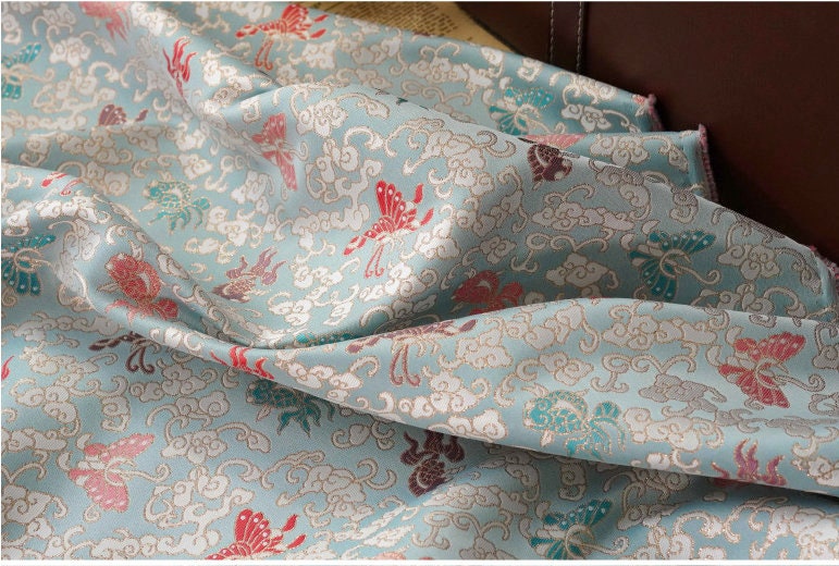 Butterfly Brocade Fabric: Gold Thread Nishijin Kimono Fabric, 57"W