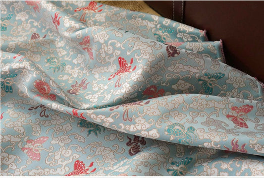 Butterfly Brocade Fabric: Gold Thread Nishijin Kimono Fabric, 57"W