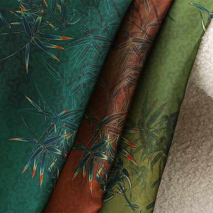 Bamboo Print Tea Silk Satin Fabric - 59"W Upholstery & Costume