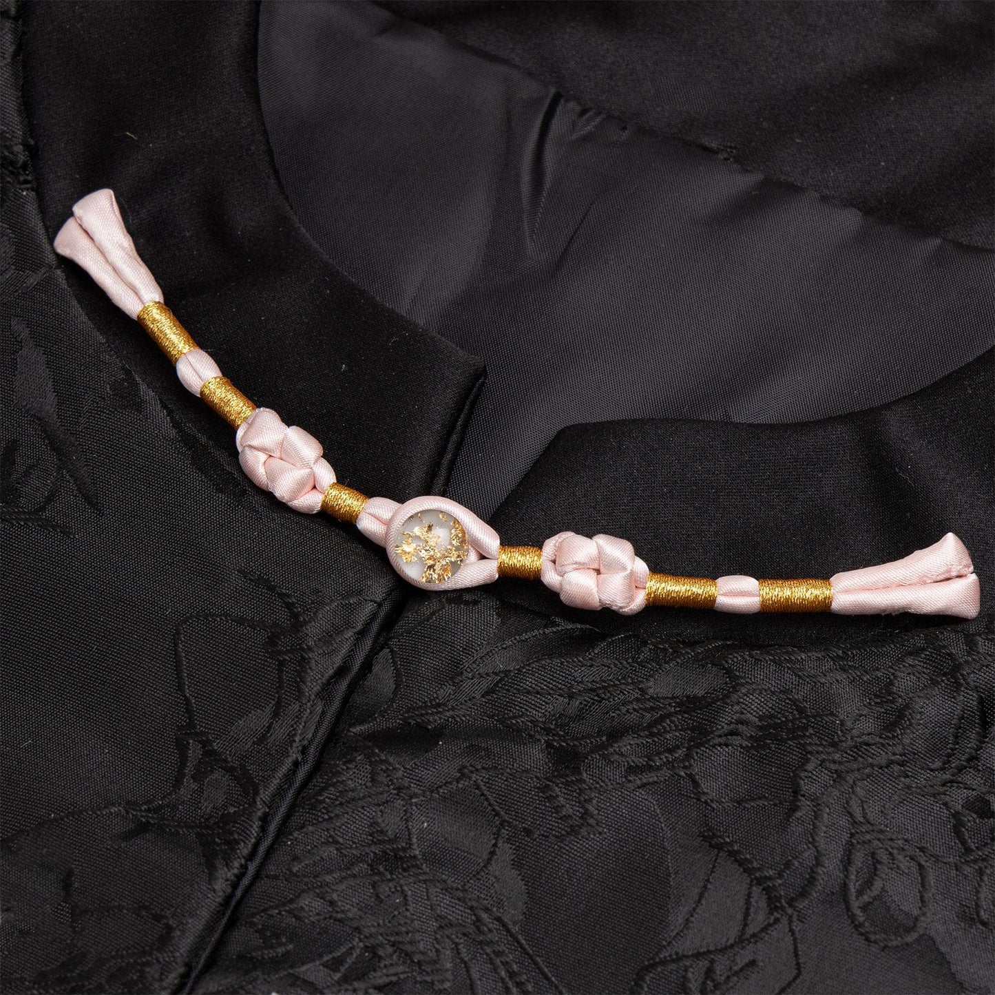 Handmade Cheongsam Satin Knot Buttons: Gold Foil Beads, Retro Ethnic Style