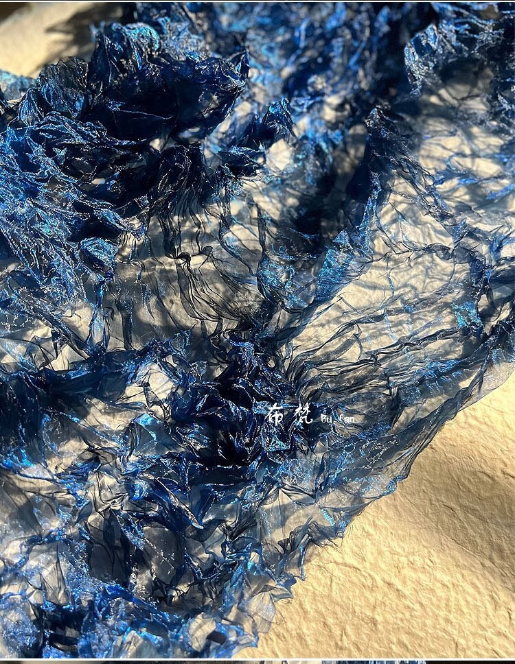 3D Texture Organza Fabric: Irregular Crystal Folds, 55"W