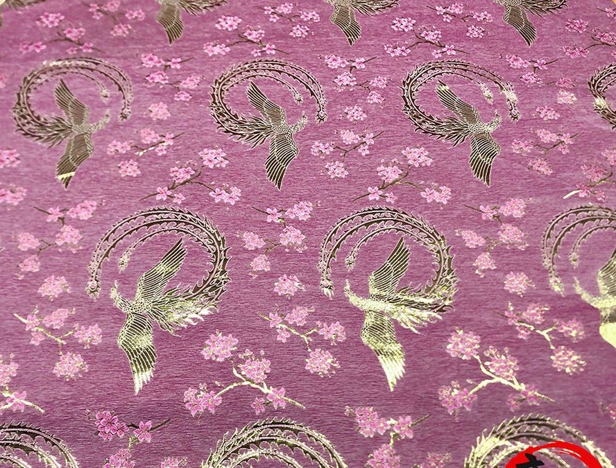 Phoenix Brocade Chenille Fabric: 59"W Jacquard Upholstery, Sewing By The Meter - Poppylollipop