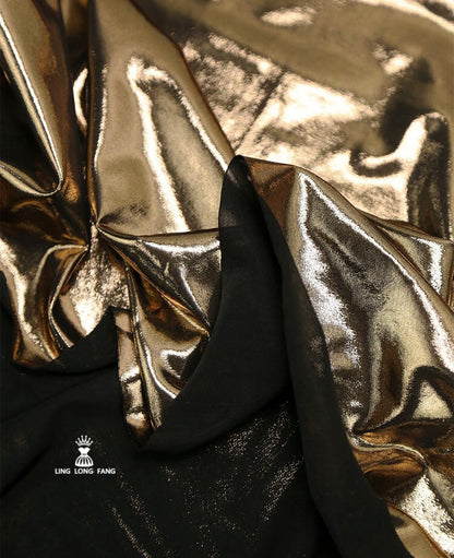 Metallic Gold Faux Leather Fabric: 4-Way Stretch, 56" Wide, Costume Decor