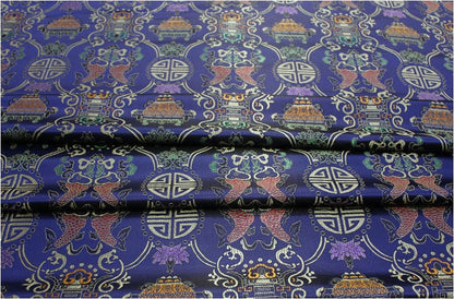 Pisces Double Fish Silk Brocade Fabric: 35"W Cheongsam Material