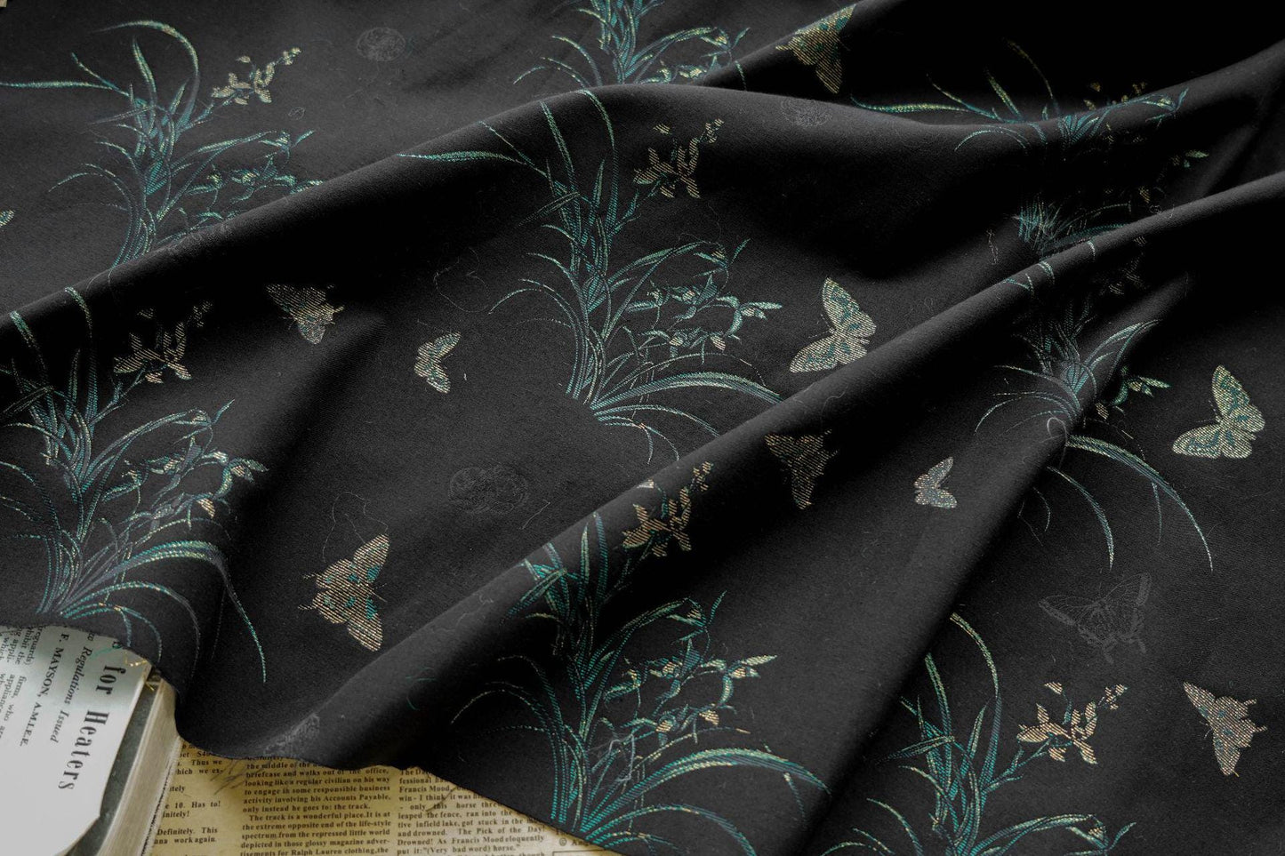 Butterfly Brocade Fabric: Japanese Silky Upholstery, Costume, Decor