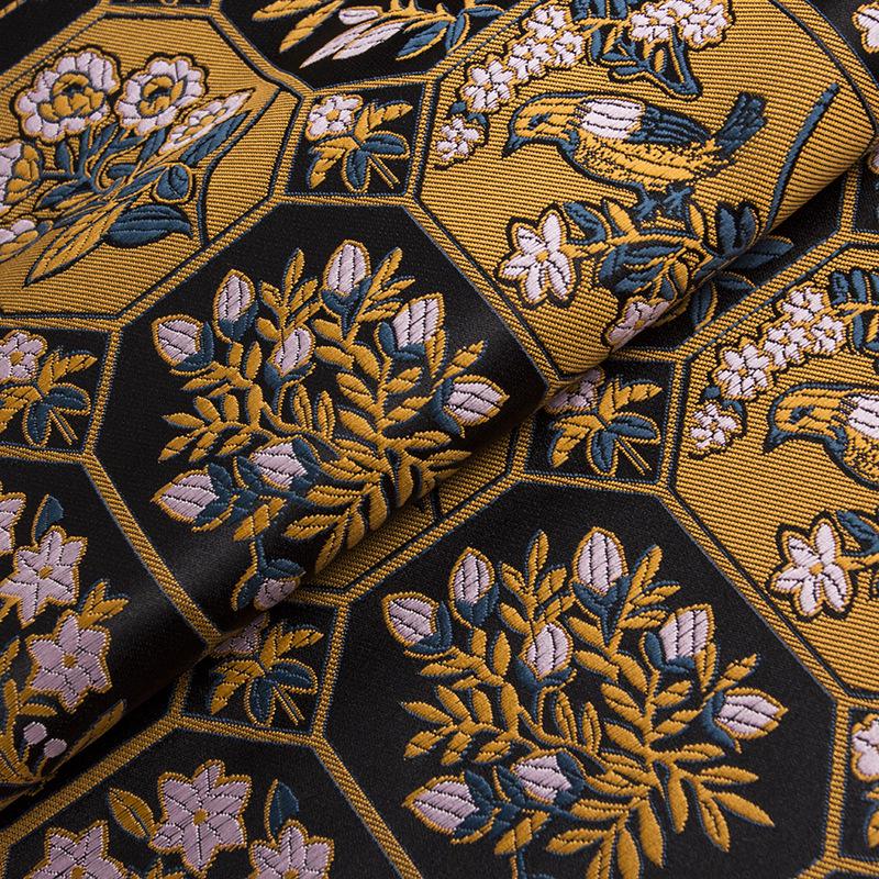 Black Floral Brocade Fabric: Chinese Rayon Blend, 58" Wide