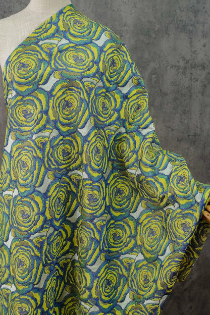 Artistic Abstract Rose Embossed Jacquard Fabric ��� Textured Floral Desi"Wide
