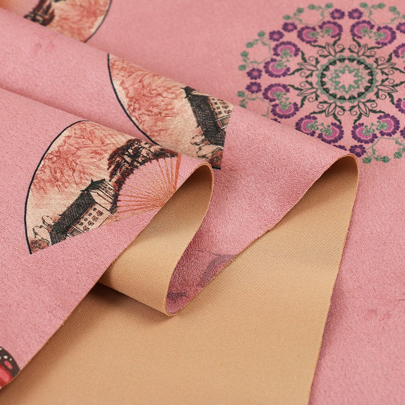 Floral Faux Suede Fabric: 59" Wide Polyester Upholstery