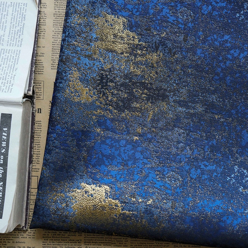 Galaxy Jacquard Fabric: Dark Blue Universe Upholstery, Costume, Decor (67" Width)