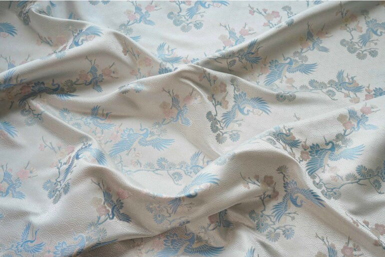 Crane Jacquard Fabric: Chinese Style Upholstery, Costume, & Sewing - 55"W