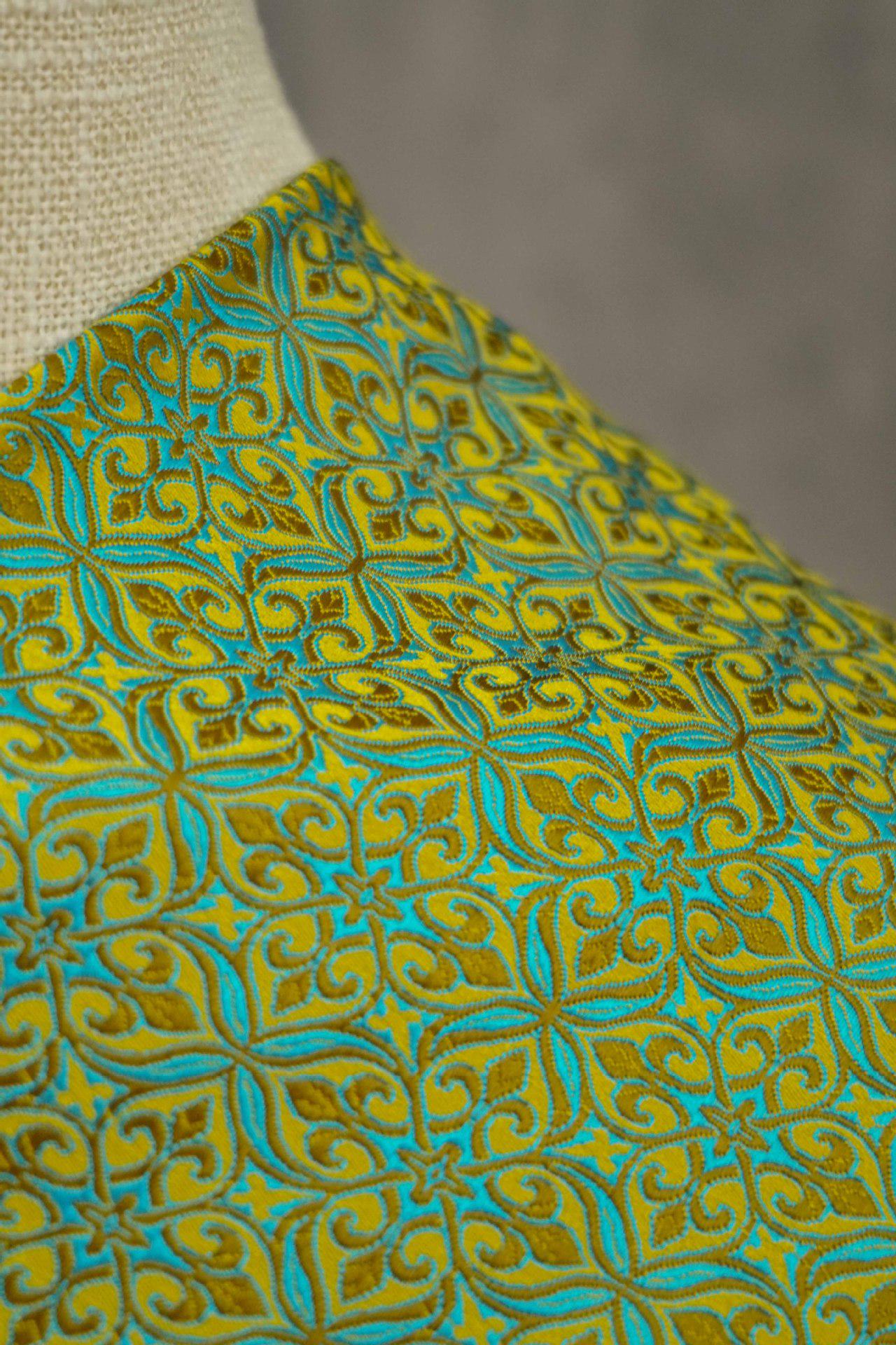 Teal Green Silk Brocade Fabric: Traditional Upholstery & Sewing, 59" Wide
