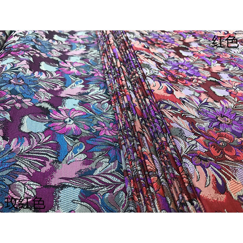 Nishijin Japanese Floral Brocade Fabric: High-Precision Jacquard Silk (35" Width)