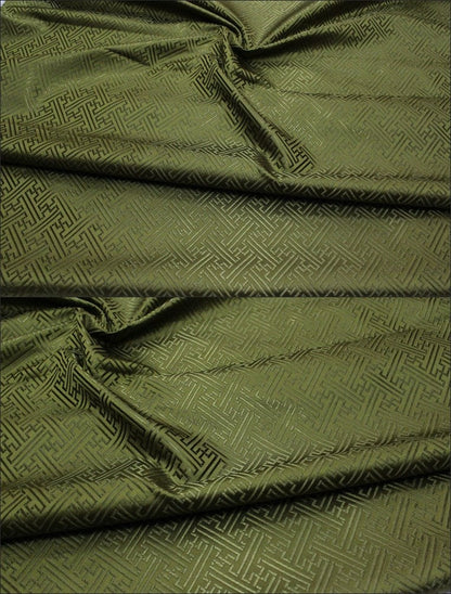 Chinese Brocade Fabric: Fret Pattern Silk Rayon Blend, 29.5" Wide
