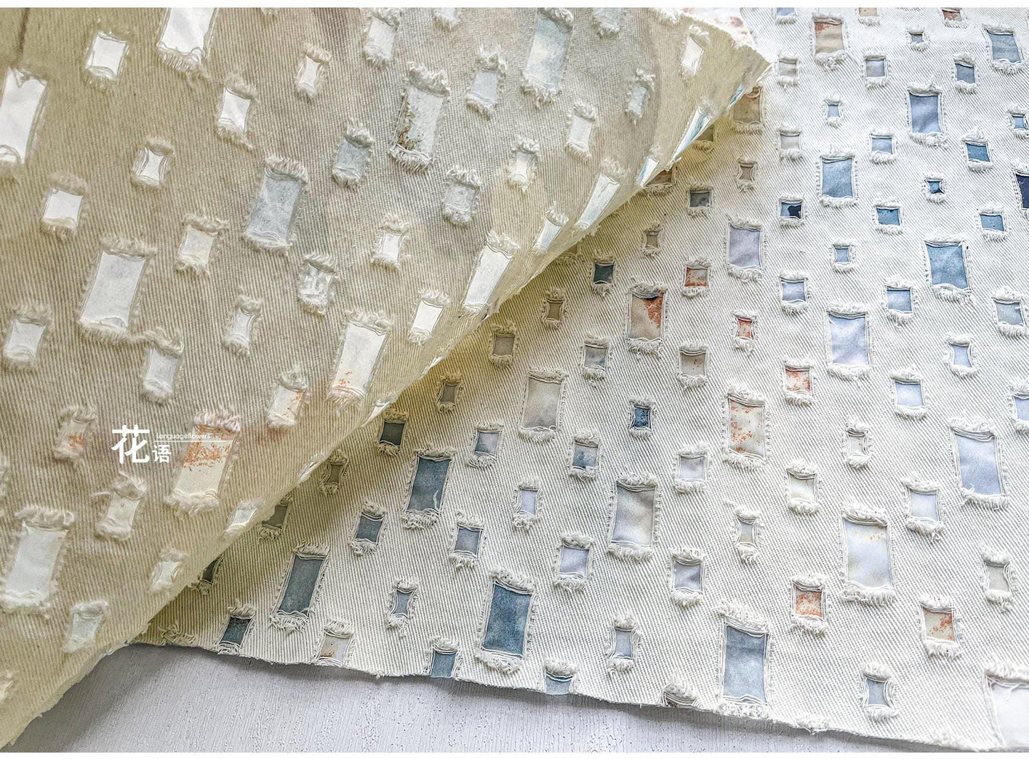 Jacquard Weave Denim Fabric: 3D Cotton for Sewing, Quilting, Upholstery, 57"Wide