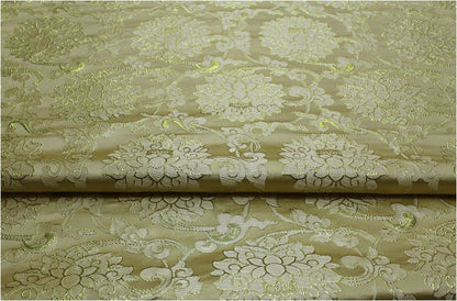 Lotus Flower Silk Brocade Fabric: Retro Chinese Decor (29.5"W)