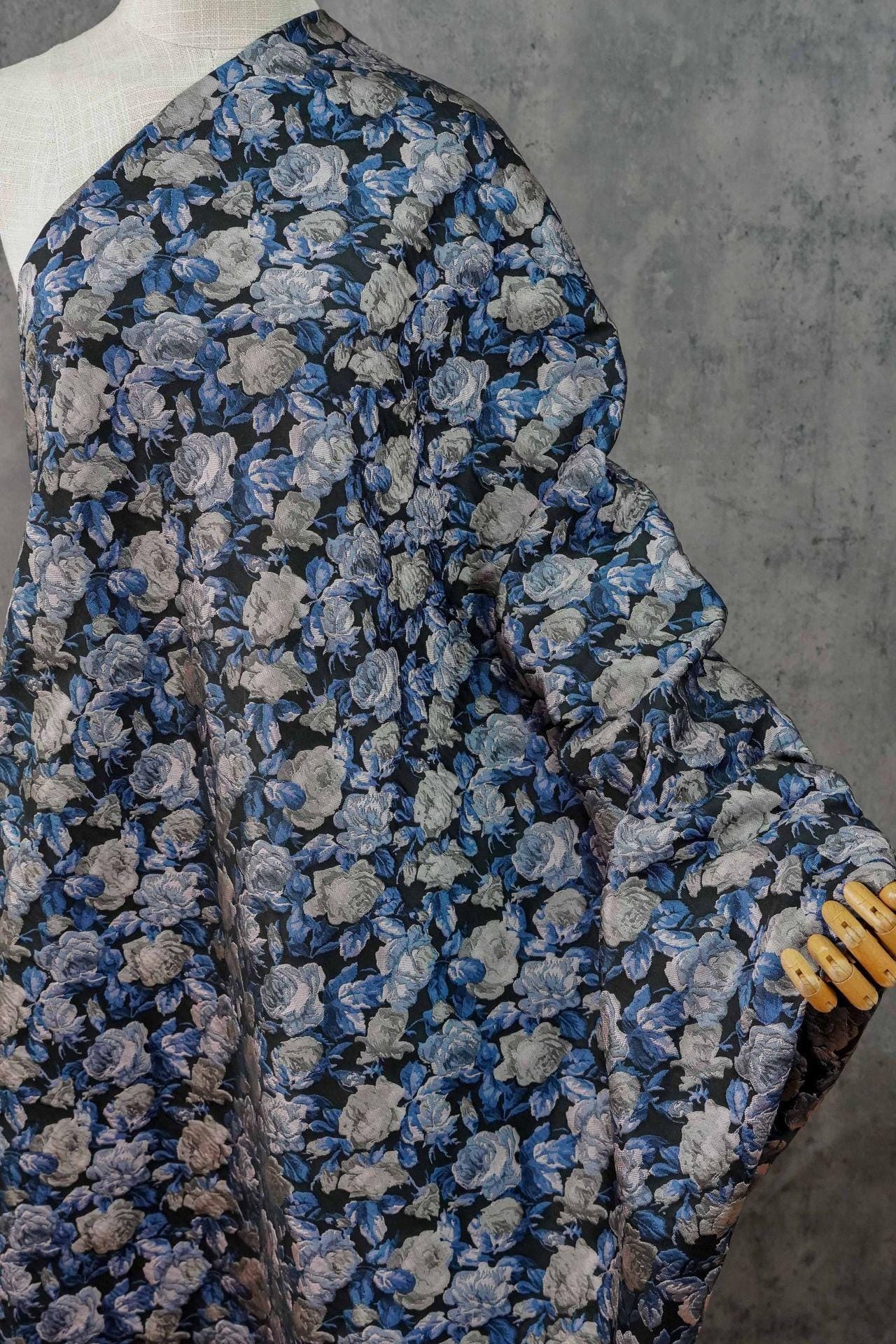 Vintage Rose Jacquard Fabric: Embossed 3D Floral Brocade, 57" Wide