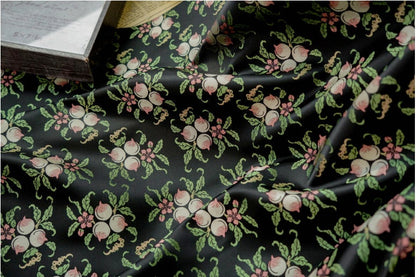 Peach Blossom Jacquard Fabric, Vintage Style, Costume, Upholstery