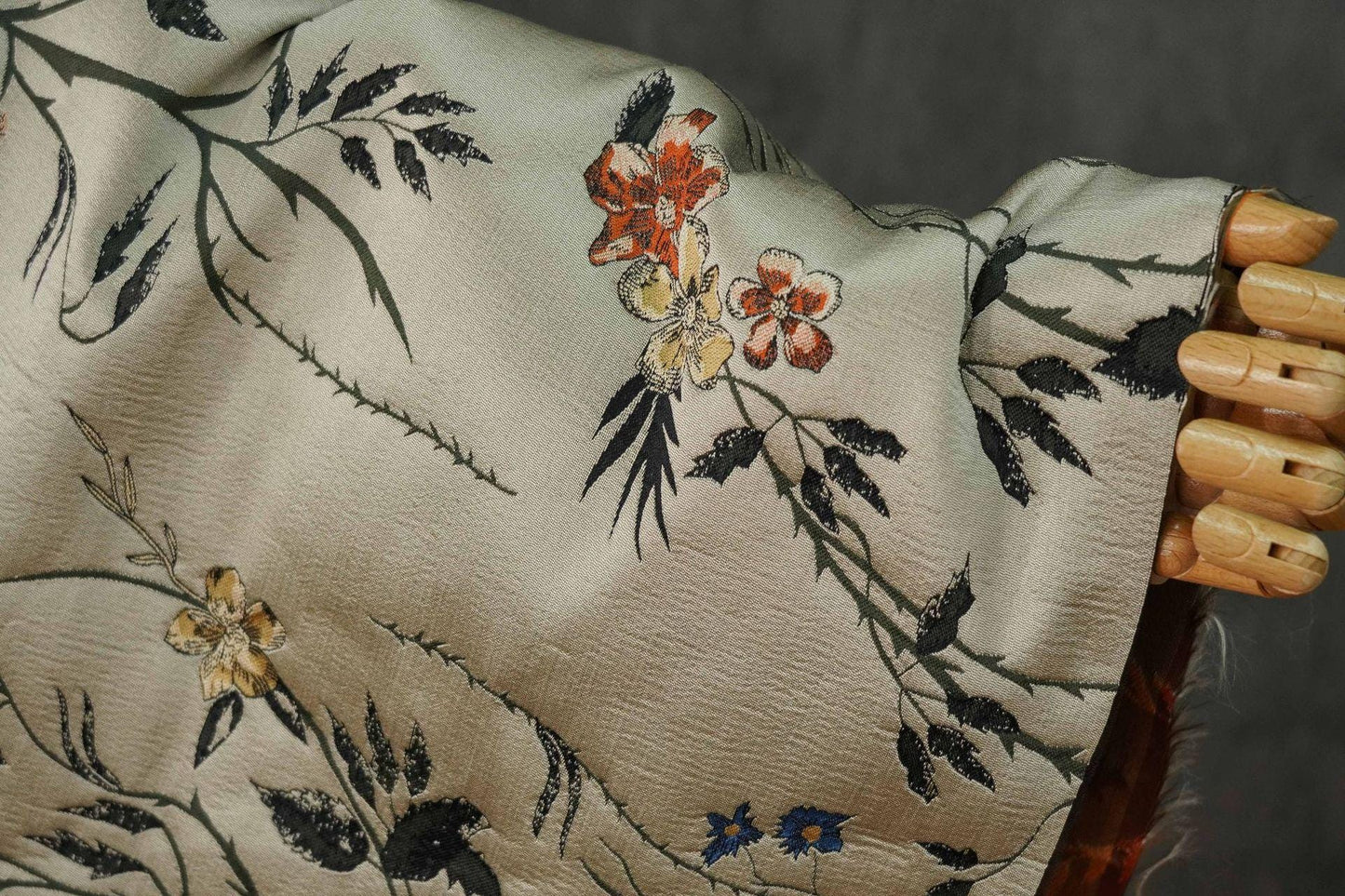 Floral Brocade Jacquard Fabric: Retro Palace Style, 59" Wide