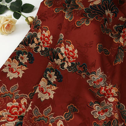 Tissu jacquard satiné : soie shantung imprimée numériquement, 150 cm de large – Ameublement, costumes, rideaux
