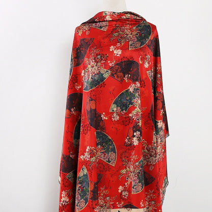 Floral Damask Satin Fabric: 59" Wide Digital Print