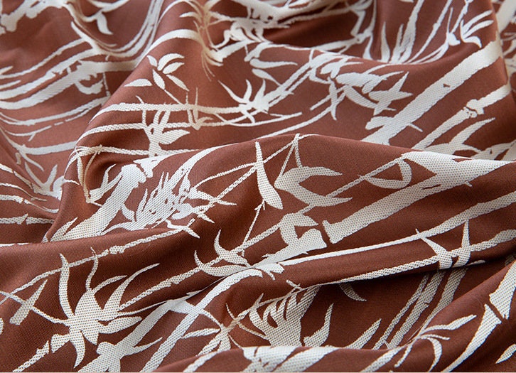 Tissu jacquard bambou oriental : polyester damassé 57 po de large, vendu au mètre