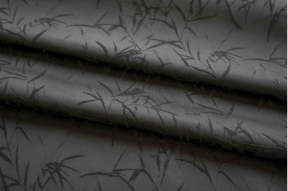 Black Bamboo Damask Brocade Fabric: 55"W Polyester Rayon Blend
