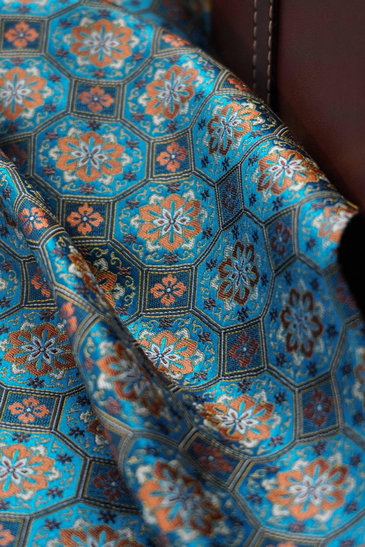 Song Dunhuang Silk Brocade Fabric: 58"W Tibetan Robe Cheongsam Material