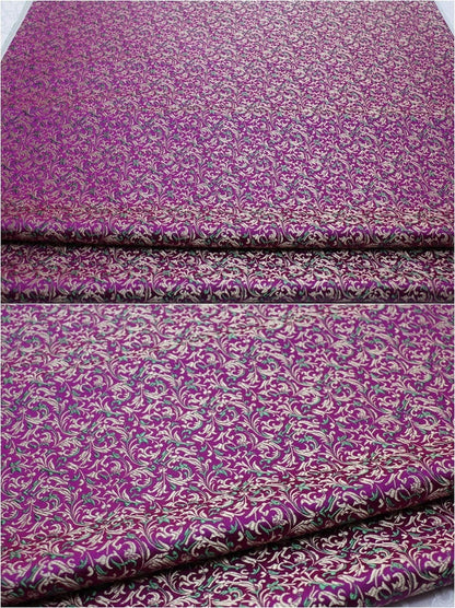 Tissu brocart métallisé à motif cachemire : jacquard chinois, 74 cm de large