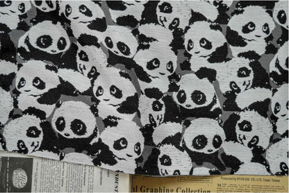 Panda Jacquard Fabric: Black and White Upholstery, Costume, Decor - 59"W
