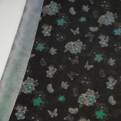 Embossed Butterfly Brocade Fabric - Jacquard Silk Rayon, 59" Wide