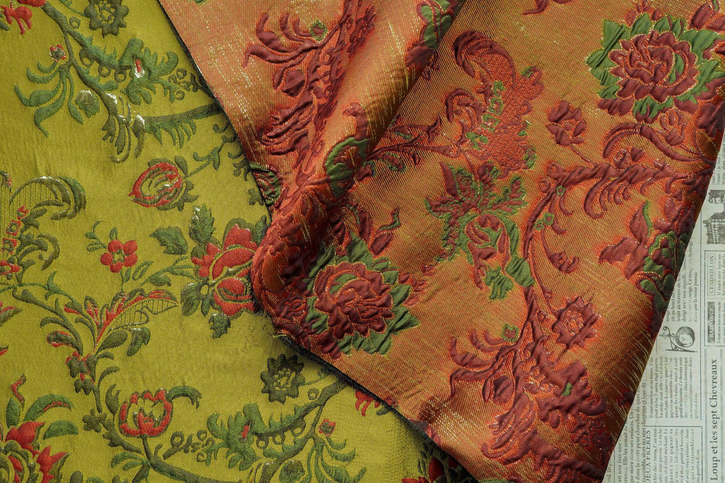 Baroque Floral Jacquard Brocade Fabric: European Palace Style, 57"