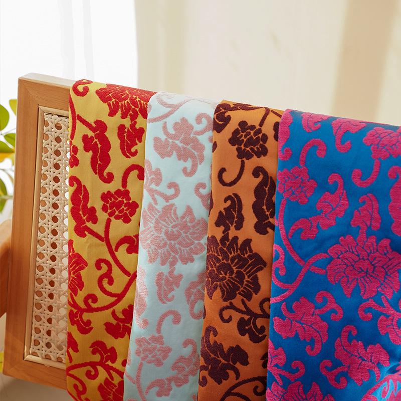 Tissu velours brocart élégant à volutes de lotus – Matière luxueuse et épaisse pour hauts et gilets de style chinois, 59