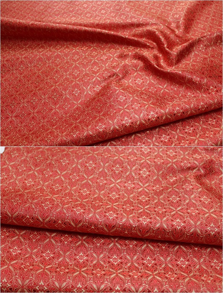 Floral Brocade Fabric: Chinese Style Silk Rayon Blend (29.5" Wide)