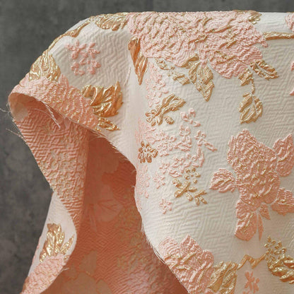 Gold Embossed Palace Jacquard Fabric: Damask Upholstery, Costume, Decor