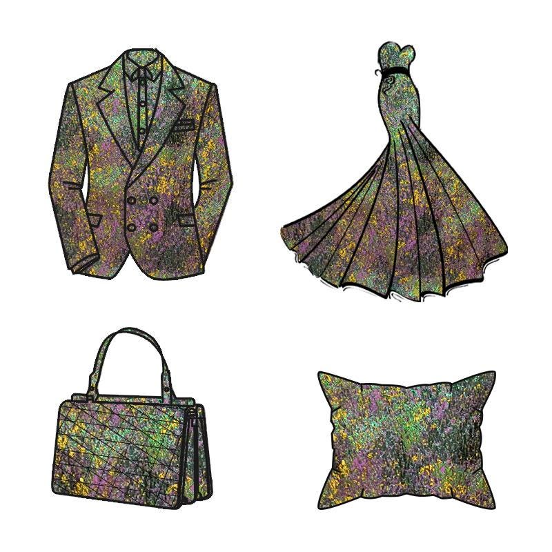 Reversible Jacquard Brocade Fabric with Oil Painting Effect & Metallic Threads, 56"Wide